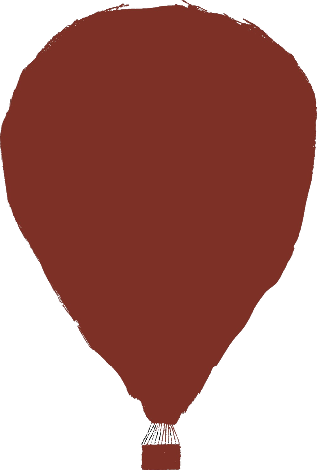 A red hot air balloon floating slowly up and down